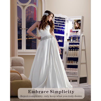 Miu Standing Full-Length Mirror with Jewelry Storage Armoire Box Organizer, 3-in-1 LED Lights, 360° Rotating Cabinet Decor Multicolor