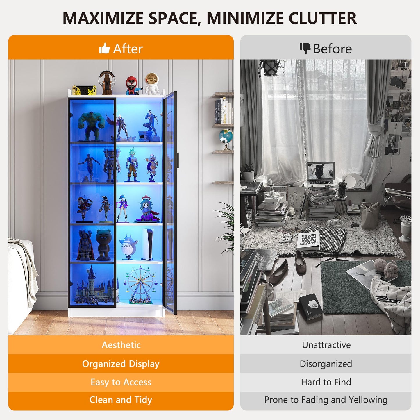 Miu Storage cabinet,Motion Sensor LED Wine Cabinet,3-color-light,Automatic induction light,Multiple cabinets,Easy to install,Acrylic material