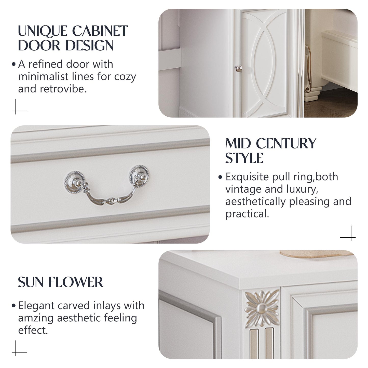 Miu Makeup Vanity with Outlet and 11 LED Lights, 3 Lighting Modes, Large Mirror, Retro Edition, Dressing Table for Bedroom Cosmetic