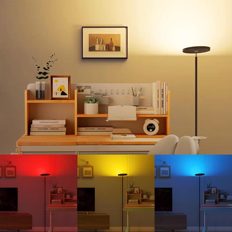 FULSUNT RGB Torchiere Floor Lamps for Living Room - LED Standing Lamp with Remote floor lamps, black  neon light, sunset lamps