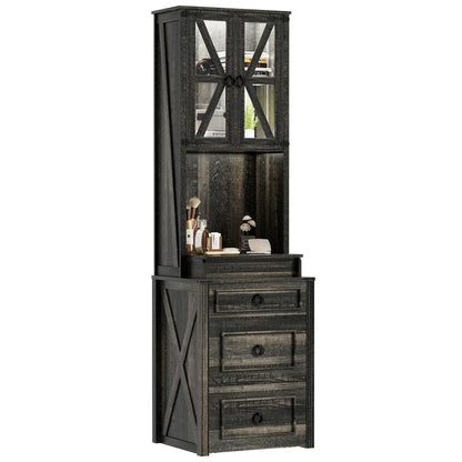 Miu Vanity Desk with Mirror, Customizable Lighting, Hidden Storage, Compact Makeup, Modern Home Bedroom Furniture
